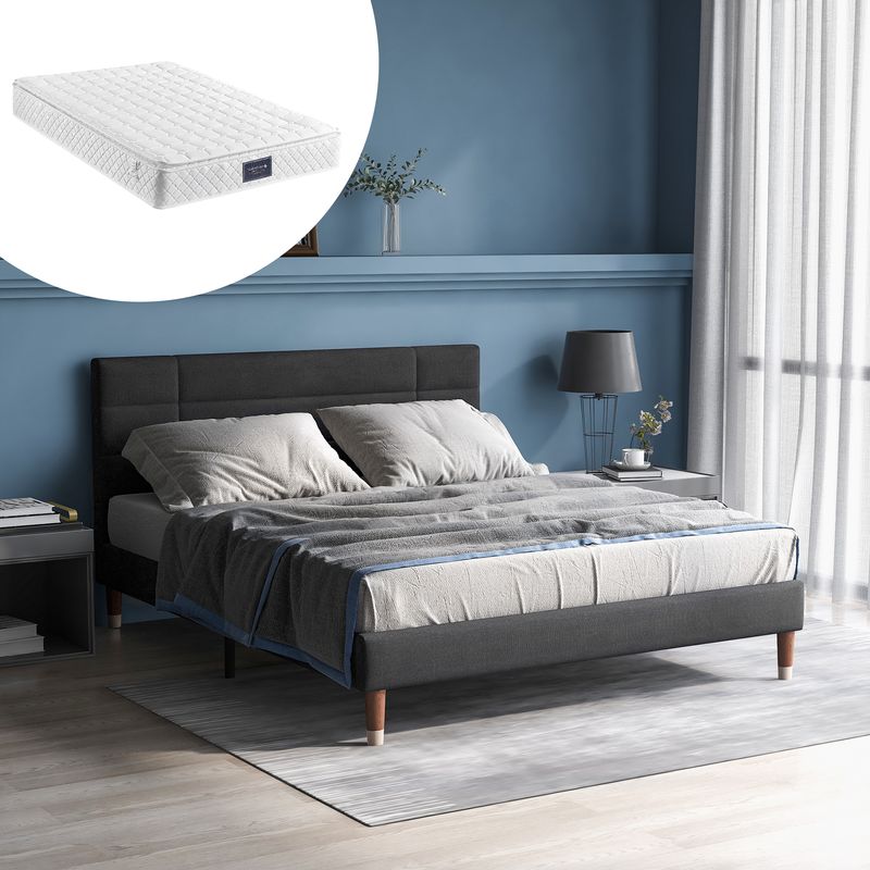 Polsterbett, Doppelbett Mit Bettkasten&Lattenrost, 140x200cm Gepolsteres Bettgestell Mit Kopfteil, Für Erwachsene&Jugendliche, (Mit Federkernmatratze)_voghion.com
