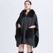 Women's imitation Rex rabbit collar cape cape large size knitted cardigan loose woolen coat_voghion.com