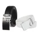 HOT New Arrival White & Black Men Belts Automatic Alloy Buckle Male Genuine Cowskin Leather Golf Belt Plus Size 130cm_voghion.com