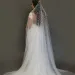 Gioielli per capelli V139 Velo da sposa extra lungo con perline, lunghezza cattedrale, veli larghi 3 m, con pettine, accessori da sposa_voghion.com