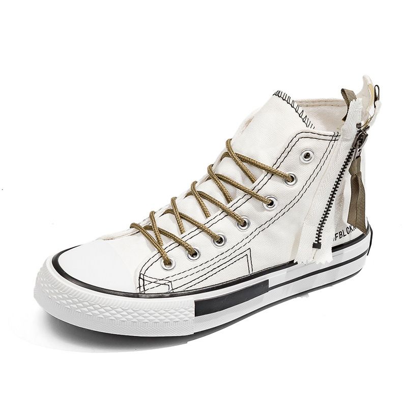 Canvas For Women Spring And Autumn Season New Student Classic Zipper Casual Versatile High Top Canvas White Board_voghion.com
