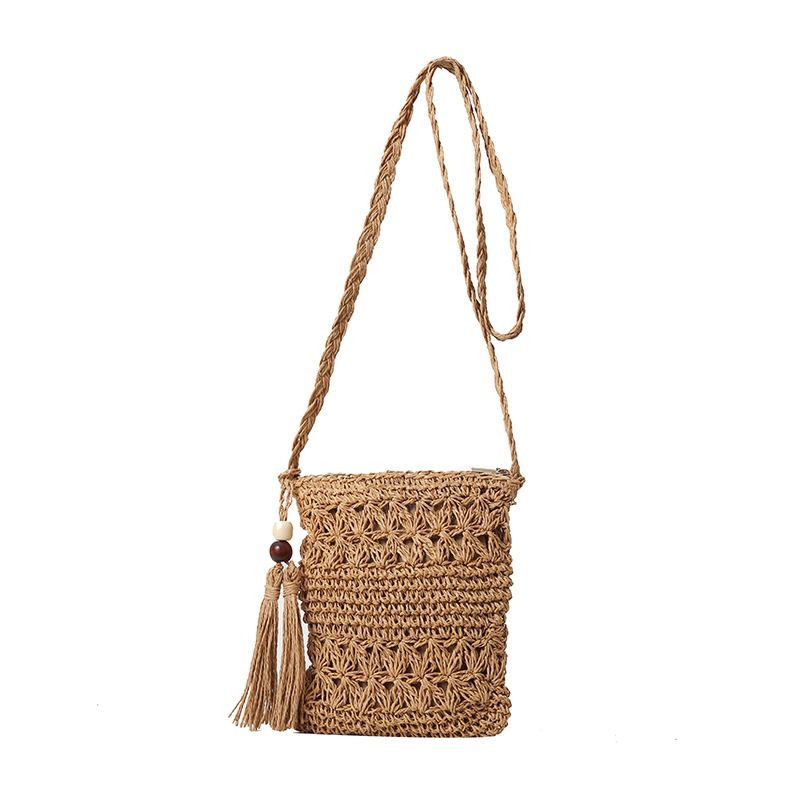 Borse da donna Nuova borsa a tracolla in rete rossa intrecciata Forest Borsa da viaggio per le vacanze Borsa da spiaggia in filo di cotone Piccola borsa a secchiello cava fresca_voghion.com