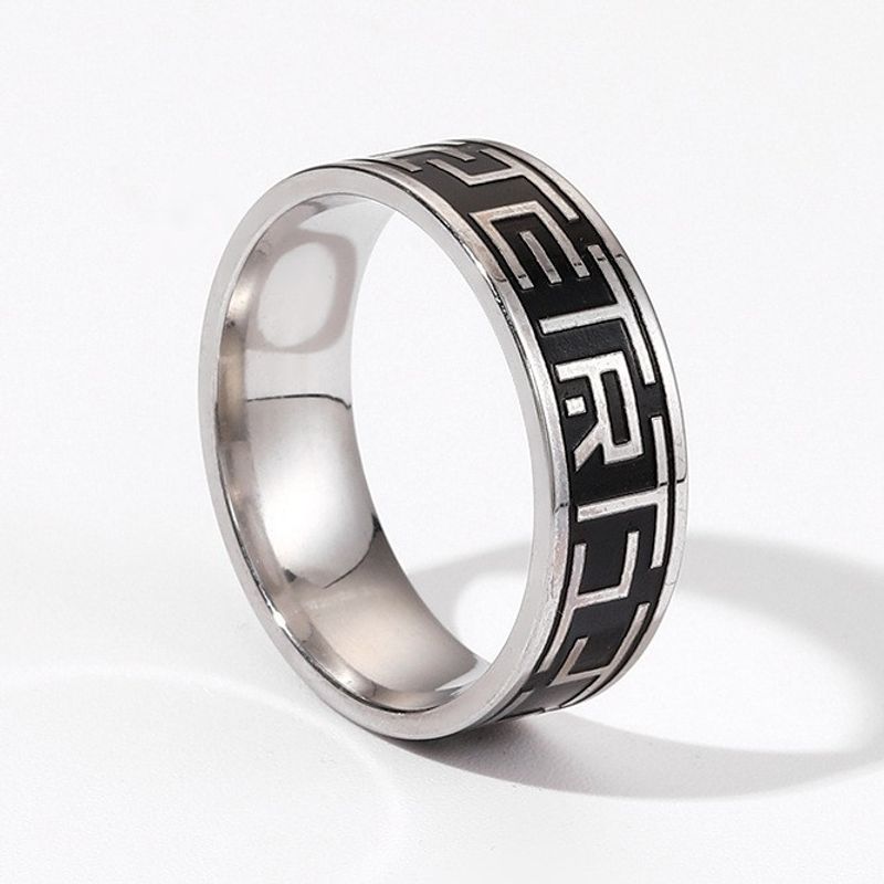 Titanring korrosion svärtad oljebokstav mäns fashionabla handsmycken i rostfritt stål_voghion.com