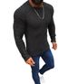 Men's sweater Fall and winter solid color slim-fit long-sleeved crew neck pullover sweater_voghion.com