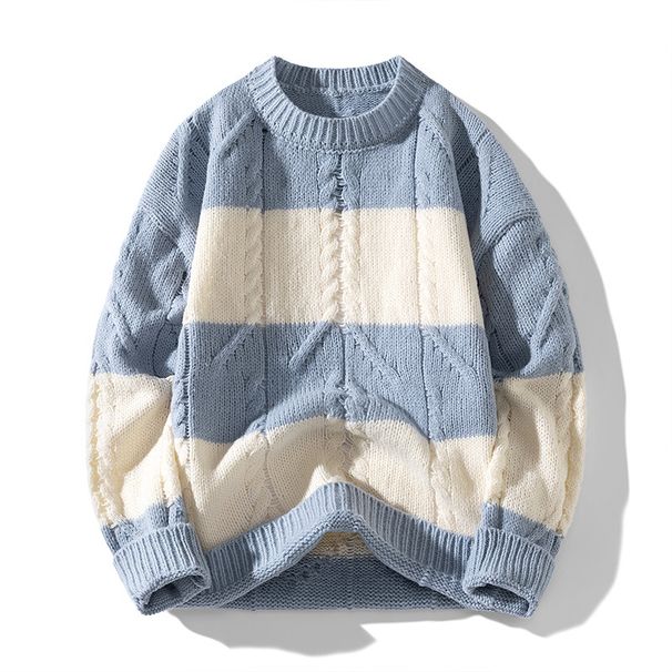 Men's Cable Knit Sweater - Winter Warm Crewneck Pullover With Textured Pattern (Black, Heather Gray) - Oversized Fit Sizes M To XXXL_voghion.com