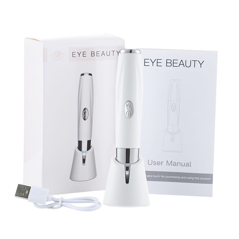 Pluma eléctrica de vibración calentada con introducción de luz de color, dispositivo de masaje ocular, belleza_voghion.com