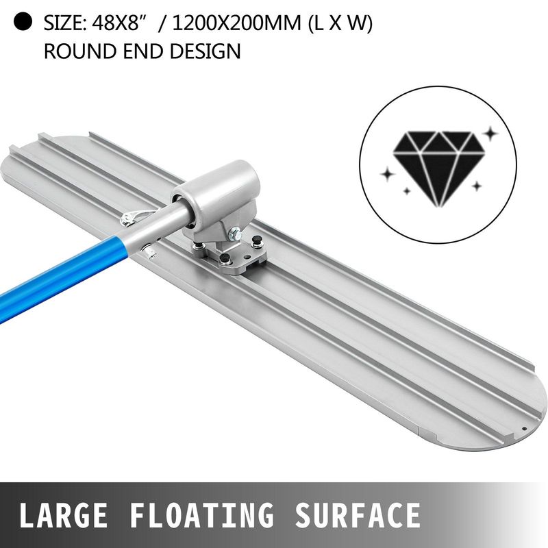 VEVOR Bull Float Magnesium Concrete Float 48 X 8" Round End Concrete Float Tool Cement Tool Bull Concrete Kit Bull Float With 4 Float Handle Bull Float Bracket Concrete Tools Finishing Bull Float_voghion.com