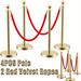 4PCS Premium Stainless Steel Stanchion Posts With 2 Red Velvet Ropes - Adjustable Crowd Control Barriers With Weighted Bases For Events, Weddings, Museums, Theaters & VIP Areas_voghion.com
