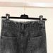 Half denim skirt, women's mesh red, black, gray ins, new raw edge design, pear shaped straight tube, A-line wrapped_voghion.com