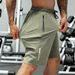 Men's Breathable Nylon Spandex Summer Shorts - High Elasticity, Waist Drawstring, Zipper Pockets, Navy Blue, Ideal For Gym, Hiking_voghion.com