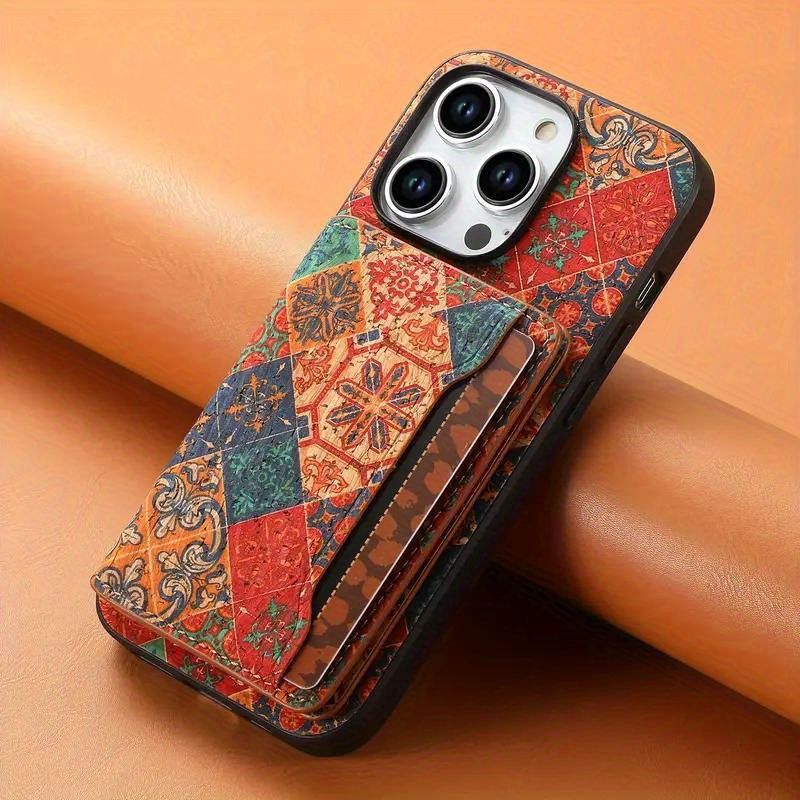 Flower-themed Wooden Back Sticker and Card Bag Combination Set for  15 14 13 12, With 3 Card Slots Capable of Inserting 5 Cards and Its Own Bracket_voghion.com