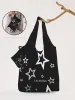 Womens Cartoon Pentagram Pattern Large Shopping Bag Foldable Storage Reusable Easy To Carry Capacity Handbag 250402_voghion.com