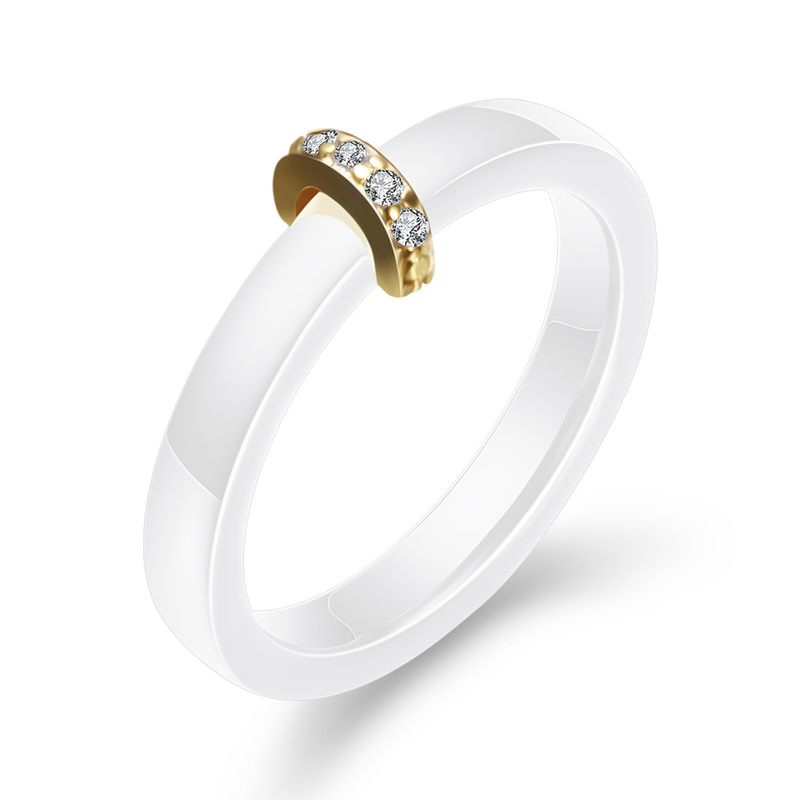 Anello di coppia personalizzato a metà tondo in rame con coppia di zirconi semplici in ceramica da 3 mm_voghion.com