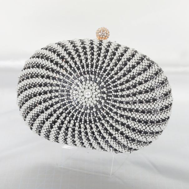Handmade Pearl Inlaid Diamond Round Metal Handheld Evening Style Dress Bag Gift New Arrival_voghion.com