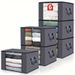 Large Capacity 3-Pack Foldable Grey Woven Fabric Storage Bins - Ideal For Home, Bedroom, Dorm, Spa Wardrobes - No Electricity Needed_voghion.com