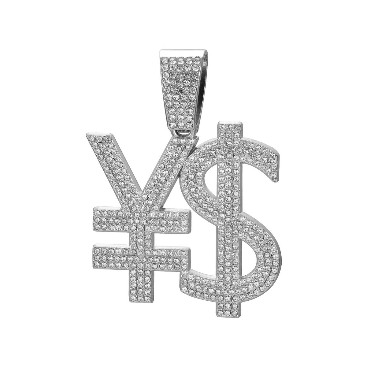 Wisiorek ze znakiem dolara Hop Hip Currency z diamentami, lekki, luksusowy, długi naszyjnik kubański na sprzedaż_voghion.com