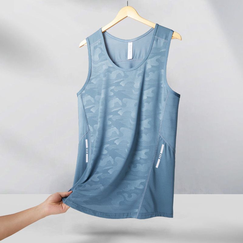 Fitness Sports Vest Summer Ice Silk Thin Quick-Dry Men's Running Basketball Training Sleeveless Sweat-Absorbing_voghion.com