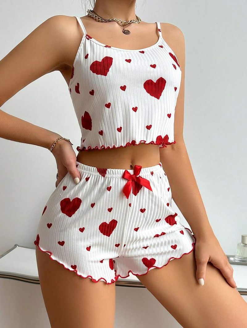 Underwear & Sleepwears Spot ladies' home clothes love print suspender shorts casual pit stripes can be worn outside women's pajamas_voghion.com
