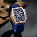 Men's Fashion Quartz Watch With Chronograph, Skeleton Dial, Water Resistant, Stainless Steel Case, Silicone Strap, Casual Business Timepiece_voghion.com