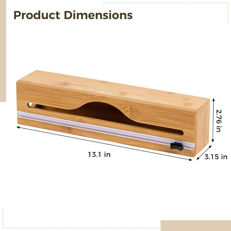 2-Pack Bamboo Wrap Dispenser - Wall Mounted | Foil Organizer | With Cutter_voghion.com