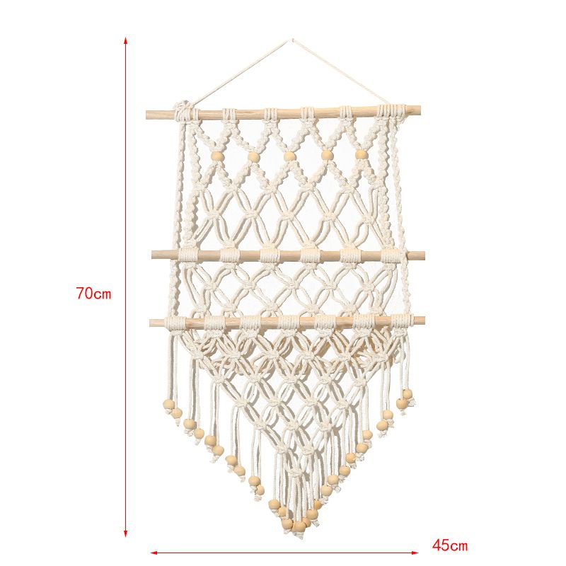 Handgewebtes Aufbewahrungsregal aus Makramee, Wandteppich, Buch-/Magazinnetz, Taschenregal für böhmische Dekoration, Boho-Dekor, Ornament, Wohnzimmer_voghion.com