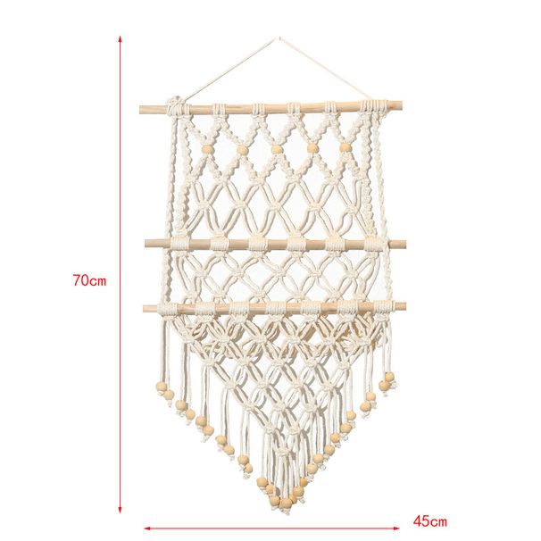 Handgewebtes Aufbewahrungsregal aus Makramee, Wandteppich, Buch-/Magazinnetz, Taschenregal für böhmische Dekoration, Boho-Dekor, Ornament, Wohnzimmer_voghion.com