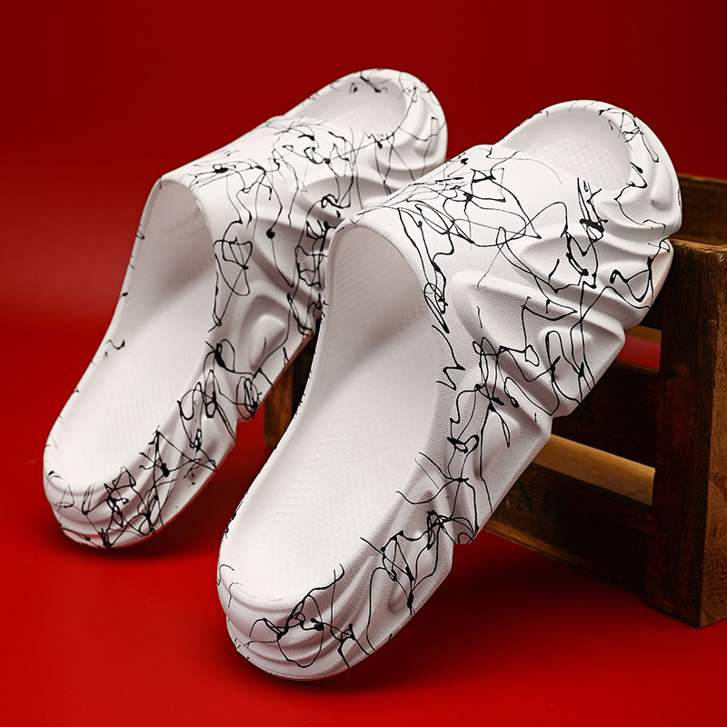 Pantofole da uomo estive, di qualità imbattibile, con una linea di pesce, graffiti, moda, sensazione di camminare, due in uno, all'aperto_voghion.com