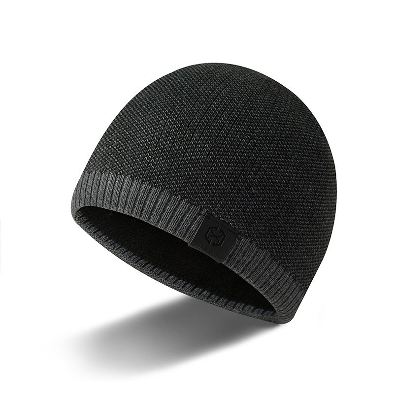 Nouveaux bonnets tricotés pour hommes, chapeaux dôme, chapeaux chauds d'automne et d'hiver, chapeaux en laine décontractés et tendance avec étiquette en cuir_voghion.com