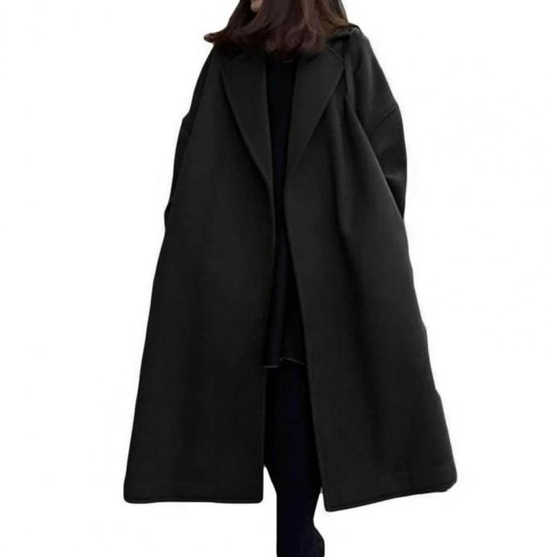 Femmes pardessus automne hiver épais laine longs manteaux Vintage col en V à manches longues poches vestes mode 2023 élégant_voghion.com