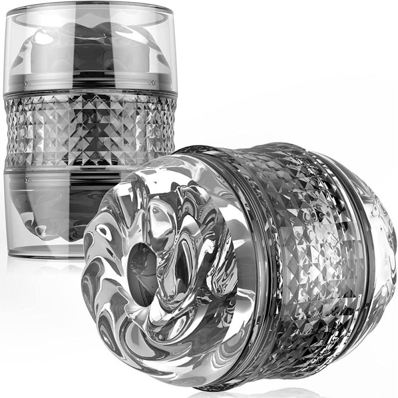Diamond Crystal Aircraft Cup Men's Manual Decompression Device Two End Through Mold Adult Sex Toys_voghion.com