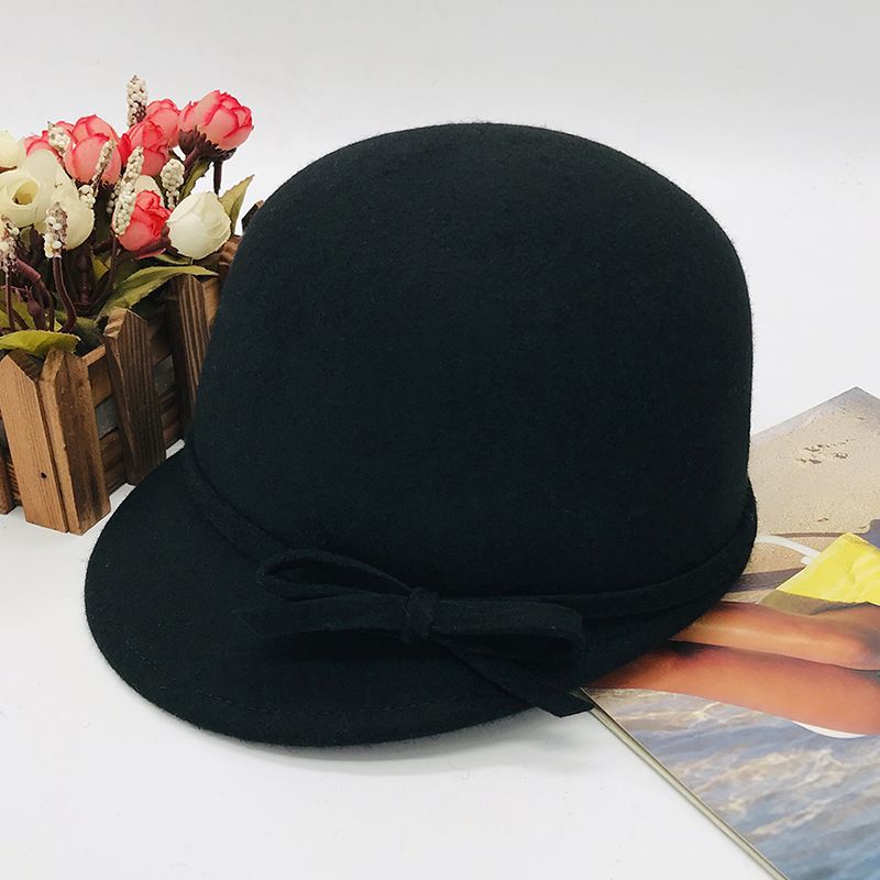 autumn and winter women's equestrian hat fashionable baseball cap bow woolen children's peaked hat parent-child woolen hat_voghion.com