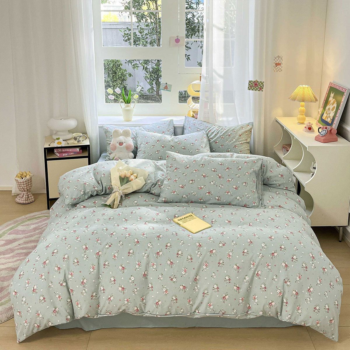 Bettwäsche Bettbezug Luxuriöse Flora-Bettwäsche aus weichem Polyester – gewalkte Samtstruktur_voghion.com