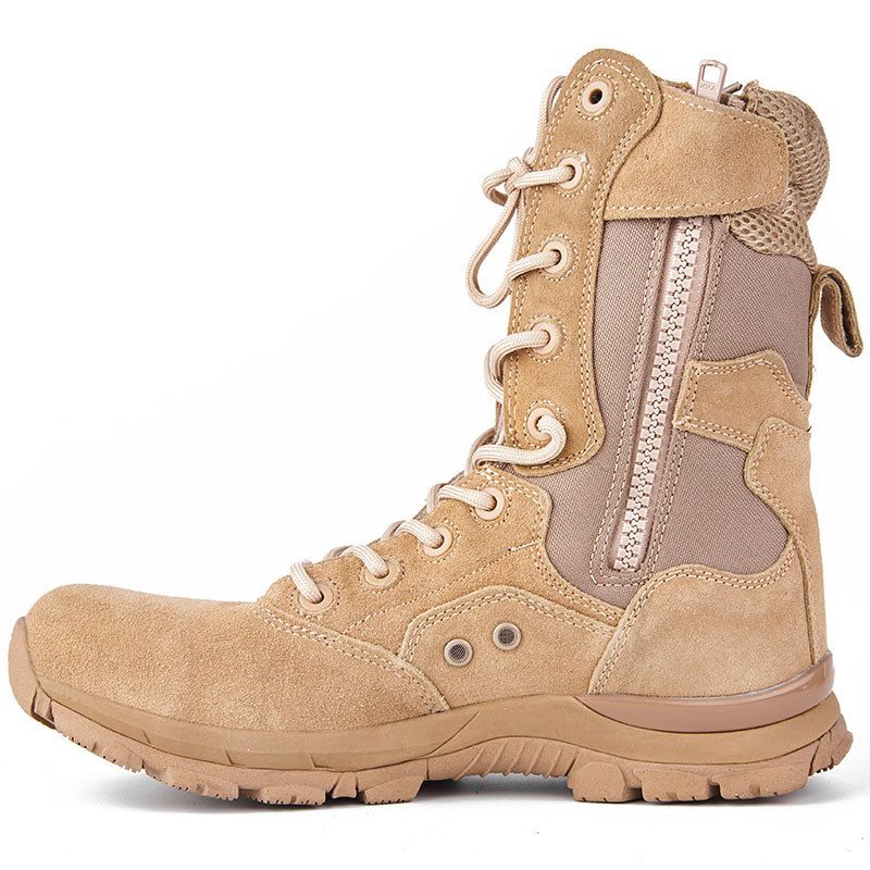 Botas de combate negras Xiaolong, botas de combate ligeras con absorción de impactos, botas tácticas de caña alta para exteriores, botas de combate transpirables_voghion.com