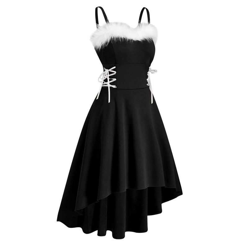 Abbigliamento da donna di Natale 4 colori 8 taglie in costume natalizio coniglietta vestito irregolare con cinturino in vita in costume sexy e carino_voghion.com