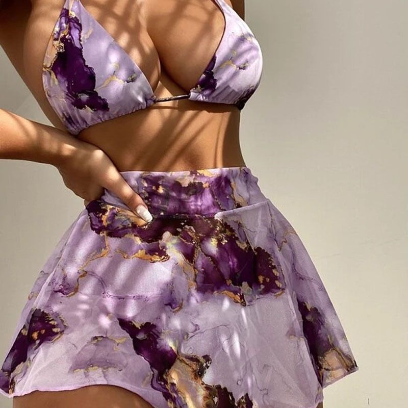 Tredelad baddräkt Sexig Split Bikini 2022_voghion.com