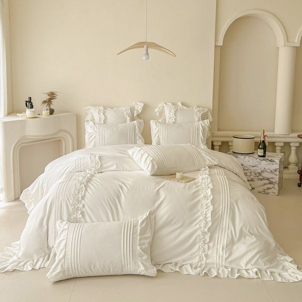 Set di biancheria da letto Premium Ins con pizzo - 1500-2000 g di poliestere di alta qualità, disponibile nelle misure da 1,2 m a 2,0 m (lenzuola, gonne da letto)_voghion.com