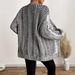 Vintage Knit Cardigan – Oversized V-Need Cable Sweater With Lantern Sleeves, Chunky Acrylic Blend, Boho Open Front Coat For Women_voghion.com
