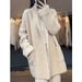 Korean style autumn and winter lazy style thick line plus size sweater cardigan elegant mid-length loose knitted thickened coat for women_voghion.com