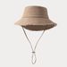 Wide Brim Washed Cotton Fisherman Hat – Stylish Sun Hat With Raw Hem & Adjustable Drawstring For Women & Men Rope Fisherman Hat Versatile The Sun Hat_voghion.com