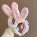 Coniglio di giada alla fragola, orecchie da coniglio rosa carine, in pizzo, peluche, per donne, accessori per capelli, trucco e lavaggio del viso_voghion.com