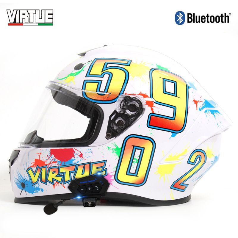 Elektresche Motorradhelm Männer a Fraen Véier Saisone Bluetooth DOT Vollhelm Motorradhelm_voghion.com