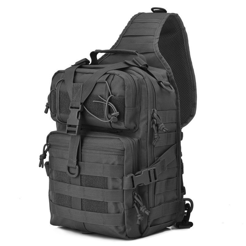Lihao Männer Wasserdichte Oxford Stoff Schulter Corssbody Sling Bag Brust Pack-Schwarz_voghion.com