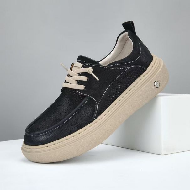 Summer Top Layer Cowhide Slanted Toe Casual Shoes Men's Cute Ugly Loafers Versatile Trendy_voghion.com