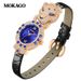 Luxury Leopard Print Diamond Accent Quartz Watch For Women - Elegant Oval Dial With Genuine Leather Strap, Mineral Crystal Glass, 30M Water Resistant_voghion.com