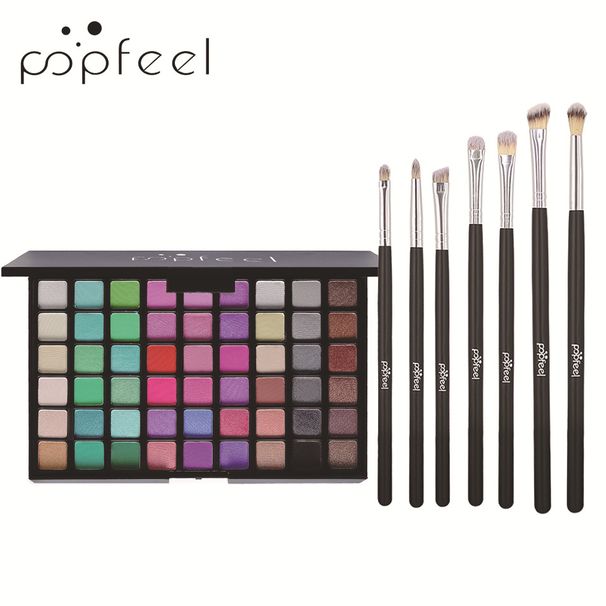 Makyaj Setleri POPFEEL 54 Renk Toprak Tonu Göz Farı Paleti Mat Nude Makyaj Sedefli 7 Göz Farı Fırçası Yeni Başlayanlar İçin_voghion.com