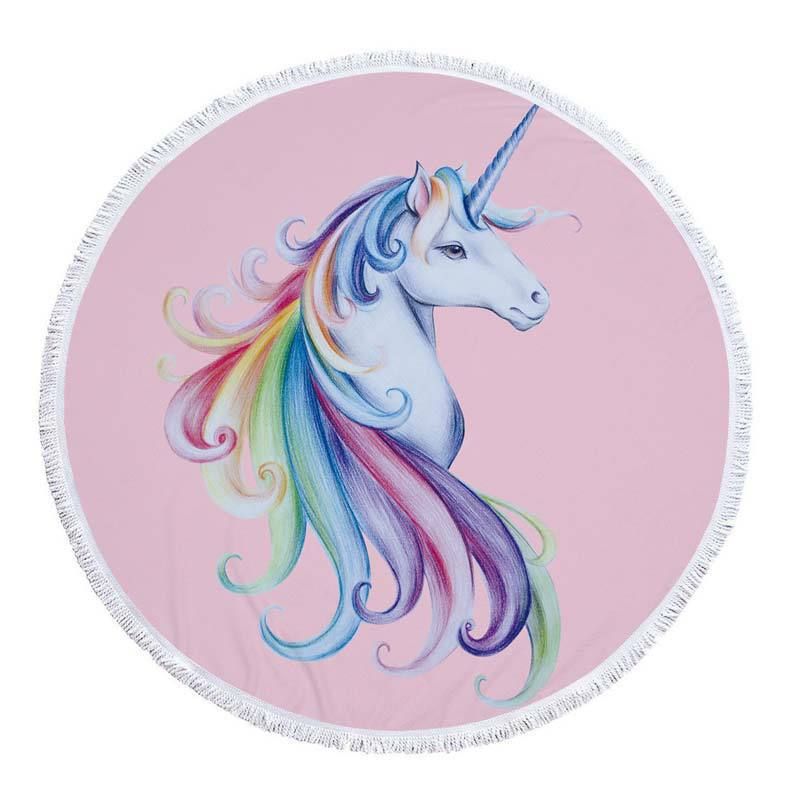 Microfiber Round Beach Towel Seaside Vacation Travel Fashion Shawl Picnic Mat Digital Reactive Printing Bath Towel_voghion.com