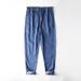 Men's Clothing Linen Jeans Men's Thin Drape Straight Trousers Loose Cotton And Linen Retro Youth Elastic Waist Adjustable Trouser Legs_voghion.com