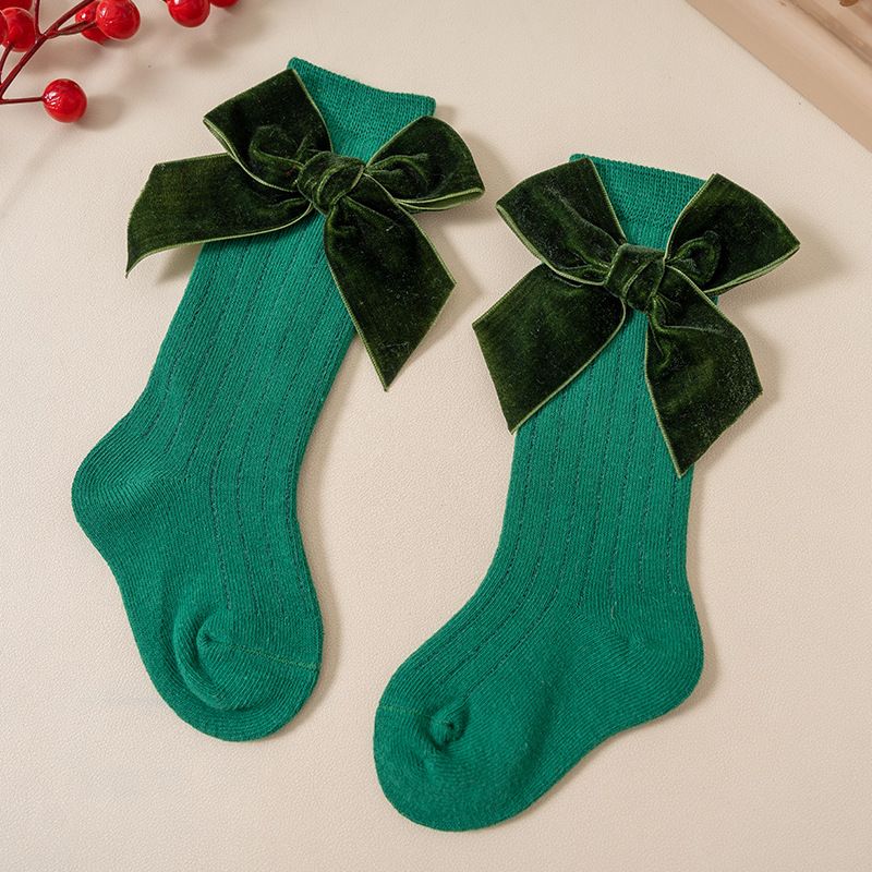 Children's Socks autumn and winter middle tube socks baby infant small children newborn bow Christmas long tube socks_voghion.com