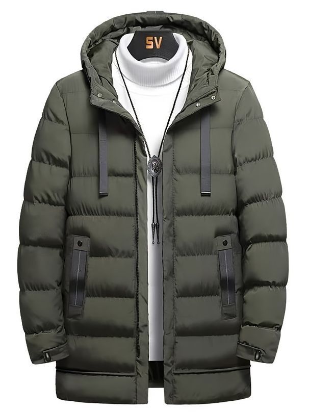 Langer Herren-Daunenmantel mit Kapuze – Hochwertige Winterjacke aus weißen Gänsefedern, wasser- und winddicht (EU XXS-XXXL, Schwarz/Marineblau/Armeegrün)_voghion.com