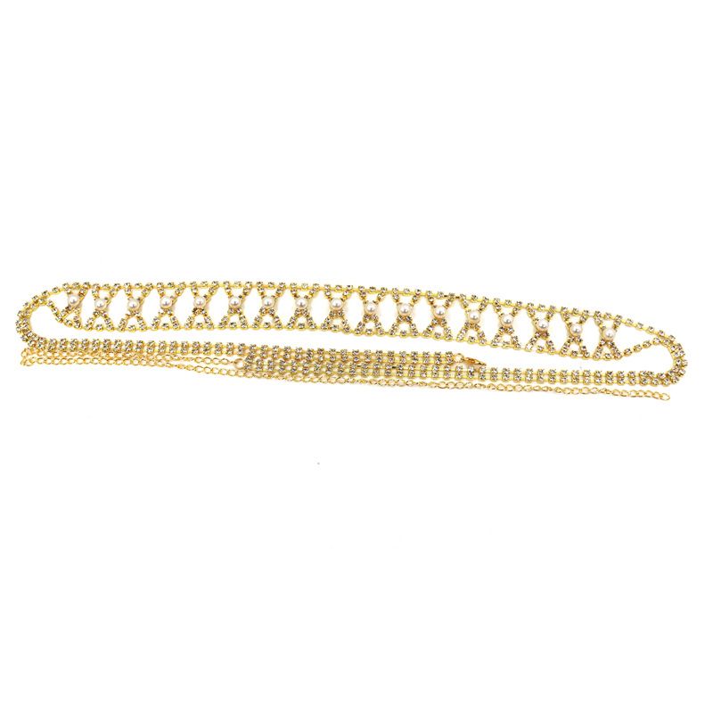 Neu Personalisierte aushöhlen sexy strass perle bauchtanz taille körper kette Waistchain_voghion.com